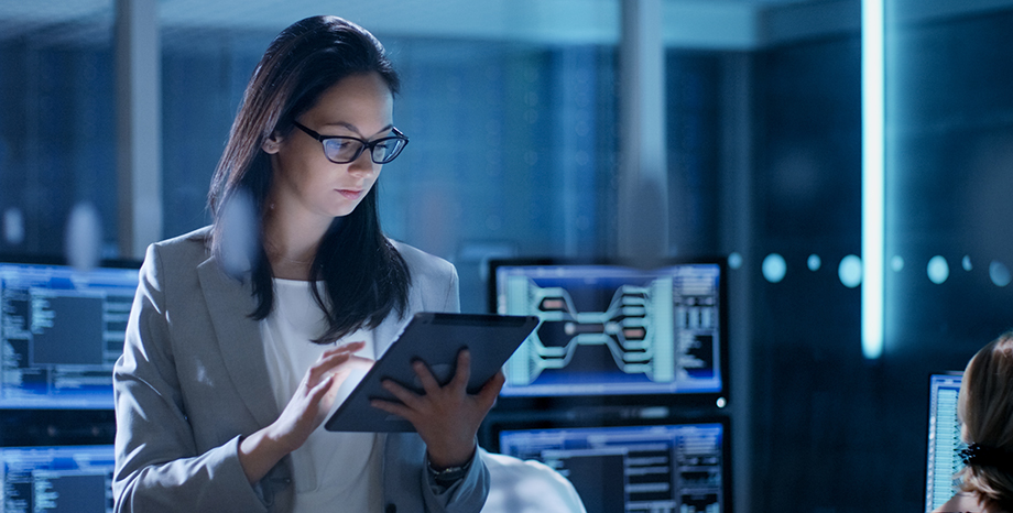 woman using gsp on a tablet