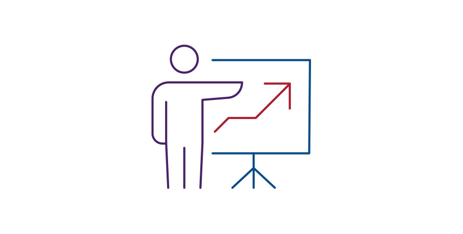 Person pointing to graph icon