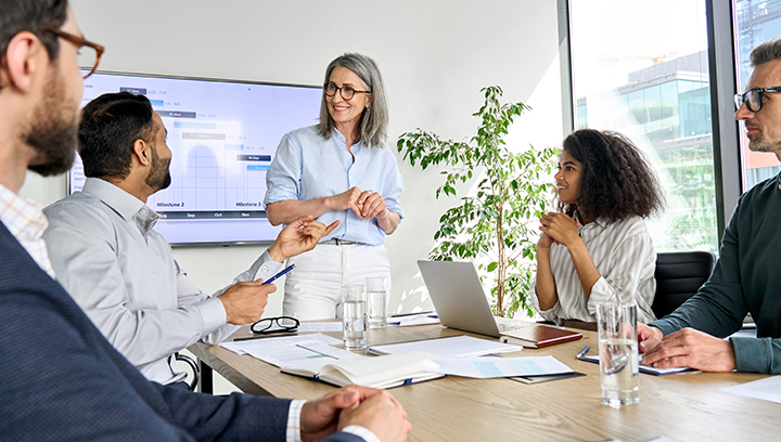 group of people in a corporate meeting presentation