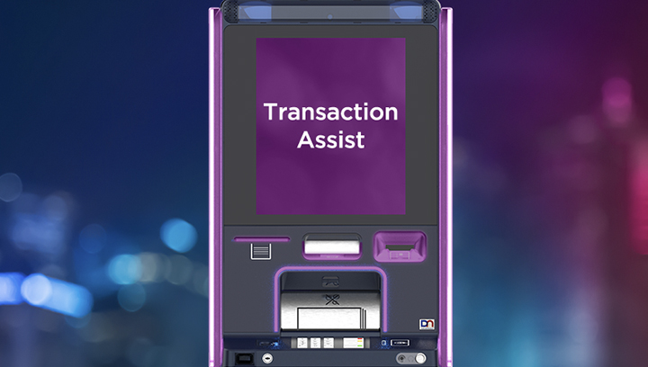 DN Series® ATM with screen that reads "Transaction Assist"