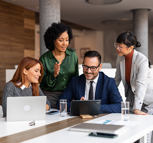 group of people in a corporate meeting