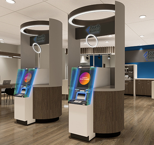rendering of a bank branch with DN Series ATMs