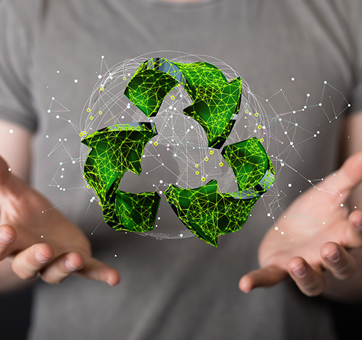 Leaves in shape of recycle symbol