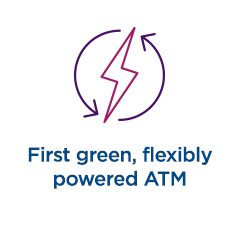 First green, flexibly powered ATM